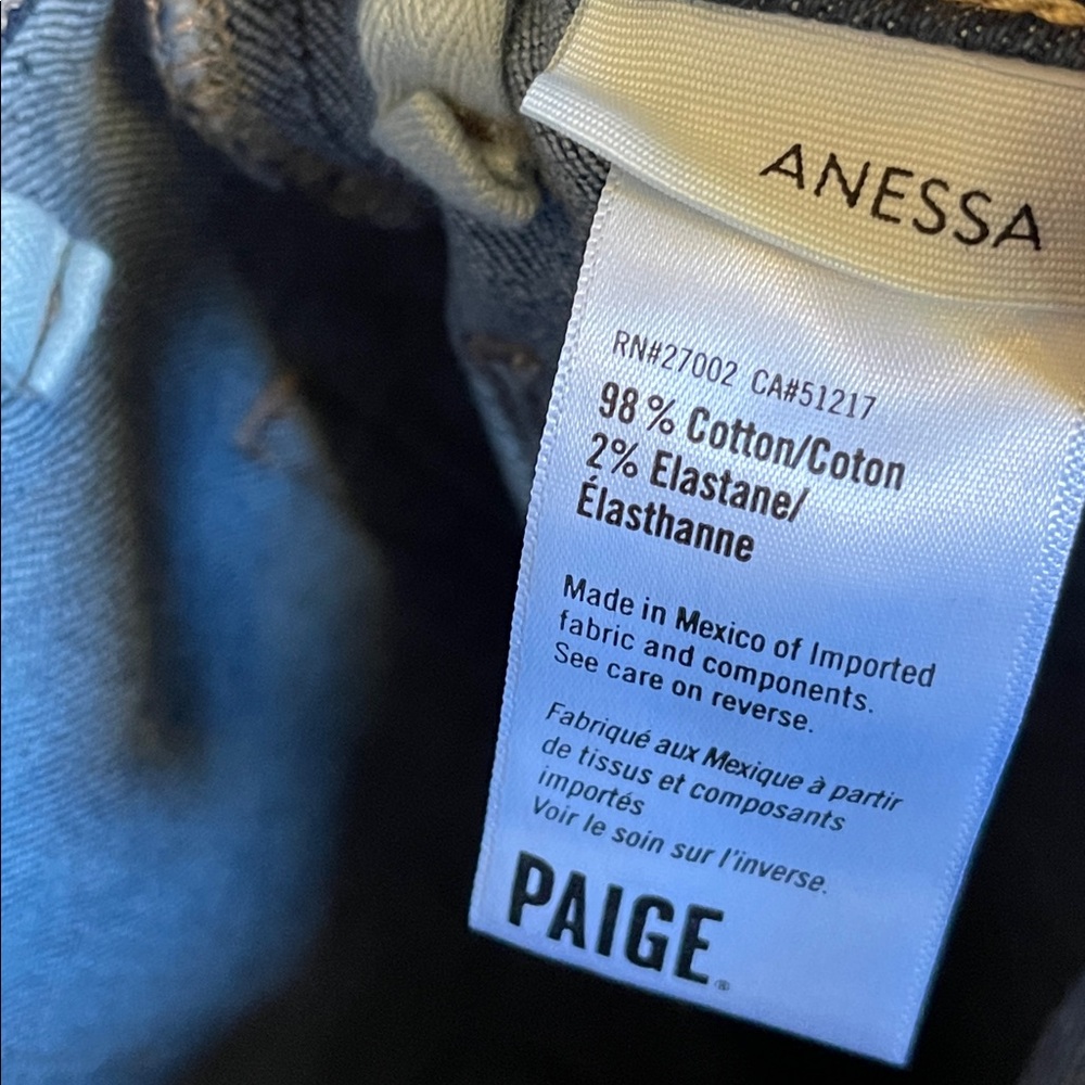 PAIGE Anessa Dark Blue Wide Leg Flare Jeans - Picture 8 of 12
